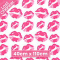 Hot pink magenta lipstick kisses white Y2K fabric for girls quilts cosmetic bags novelty patchwork sewing projects