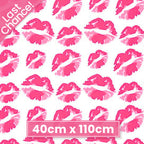 Hot pink magenta lipstick kisses white Y2K fabric for girls quilts cosmetic bags novelty patchwork sewing projects