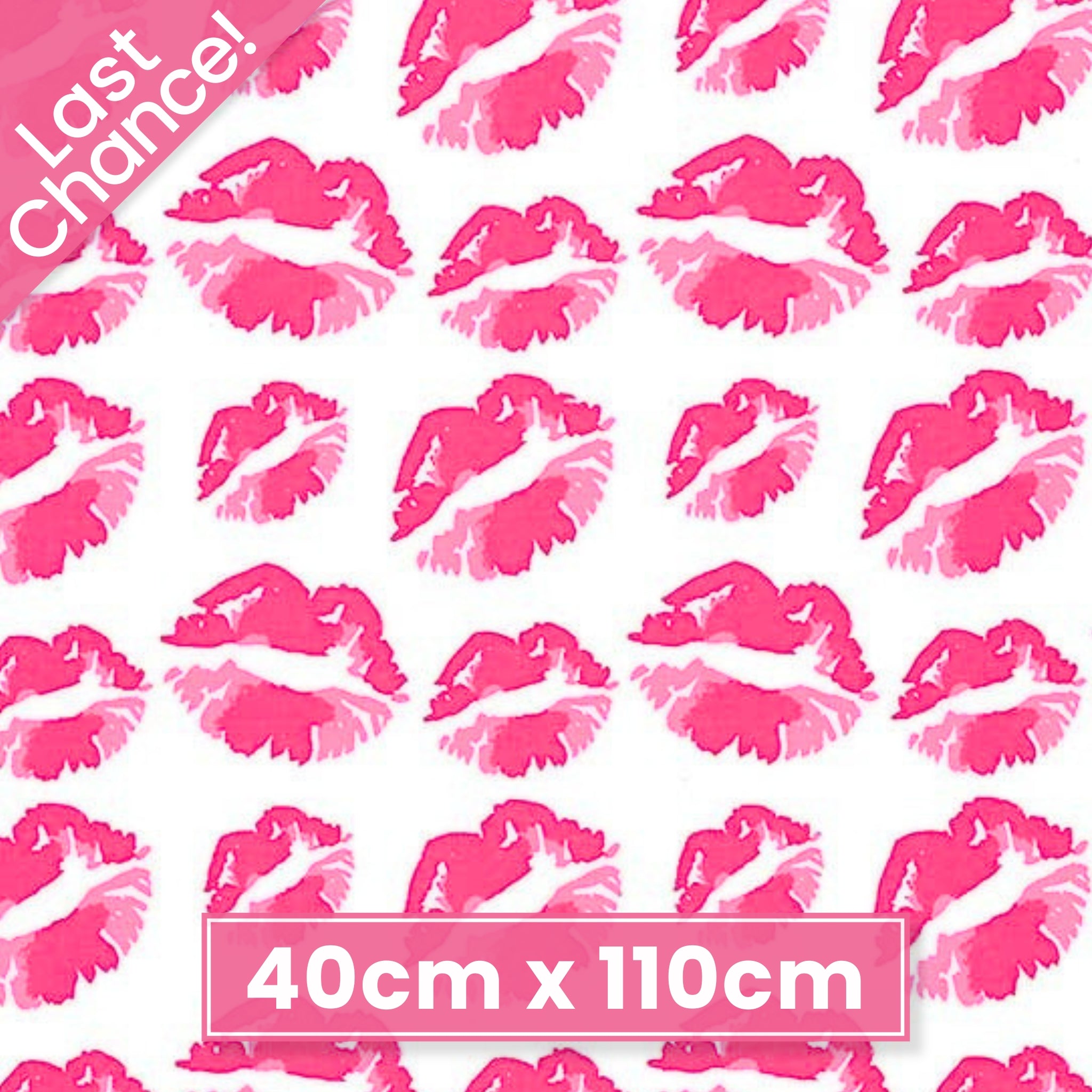 Hot pink magenta lipstick kisses white Y2K fabric for girls quilts cosmetic bags novelty patchwork sewing projects