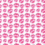 Hot pink magenta lip prints kisses white Y2K fabric for girls quilts cosmetic bags novelty patchwork sewing projects