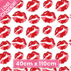 Red lipstick kisses lip prints white Y2K fabric for girls quilts cosmetic bags novelty patchwork sewing projects