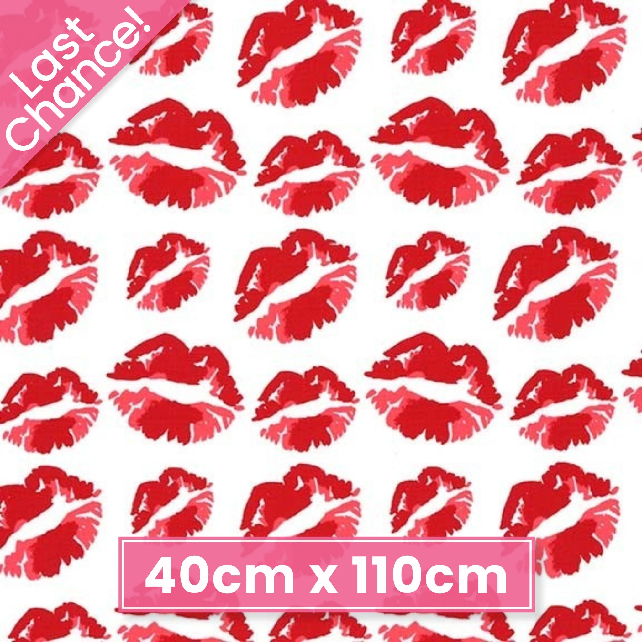 Red lipstick kisses lip prints white Y2K fabric for girls quilts cosmetic bags novelty patchwork sewing projects