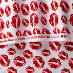 Red lipstick kisses lip prints white Y2K fabric for girls quilts cosmetic bags novelty patchwork sewing projects