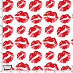 Red lipstick kiss white Y2K fabric for girls quilts cosmetic bags novelty patchwork sewing projects