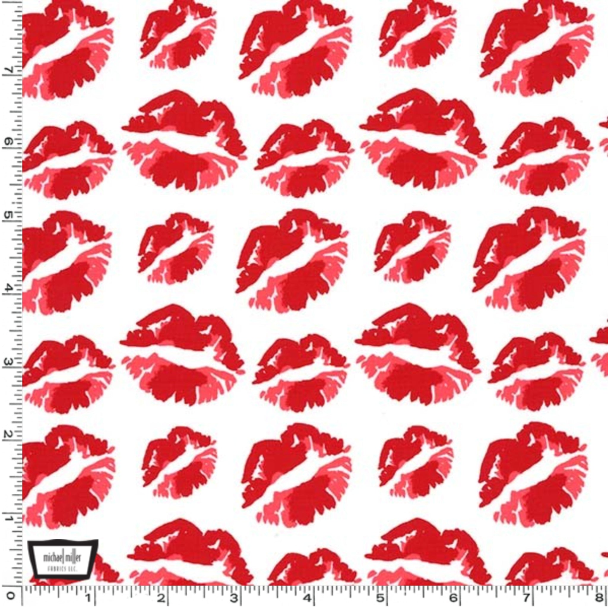 Red lipstick kiss white Y2K fabric for girls quilts cosmetic bags novelty patchwork sewing projects