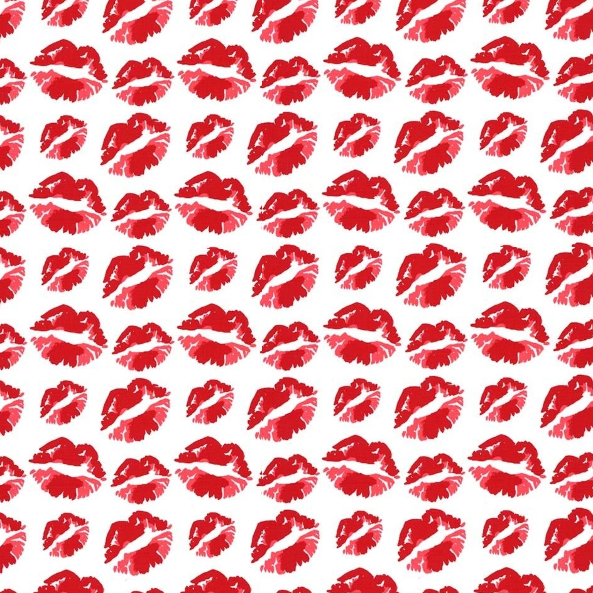 Red lipstick kiss marks lip prints white Y2K fabric for girls quilts cosmetic bags novelty patchwork sewing projects