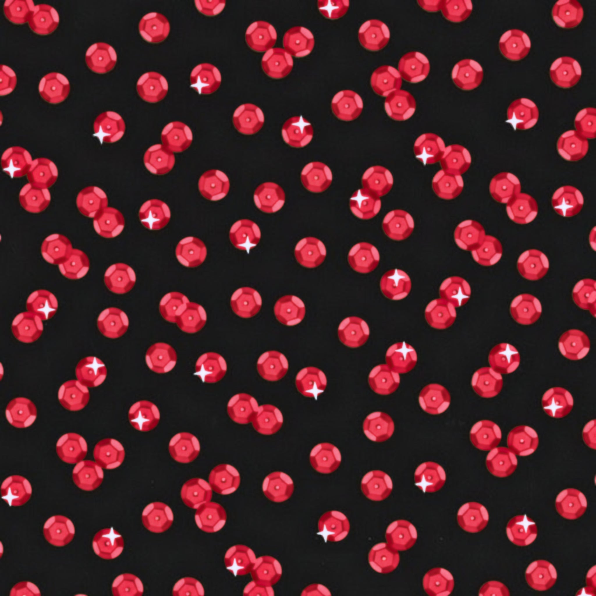 Red sequin sparkle stars black Y2K fabric for girls quilts glamorous pouches novelty patchwork sewing projects
