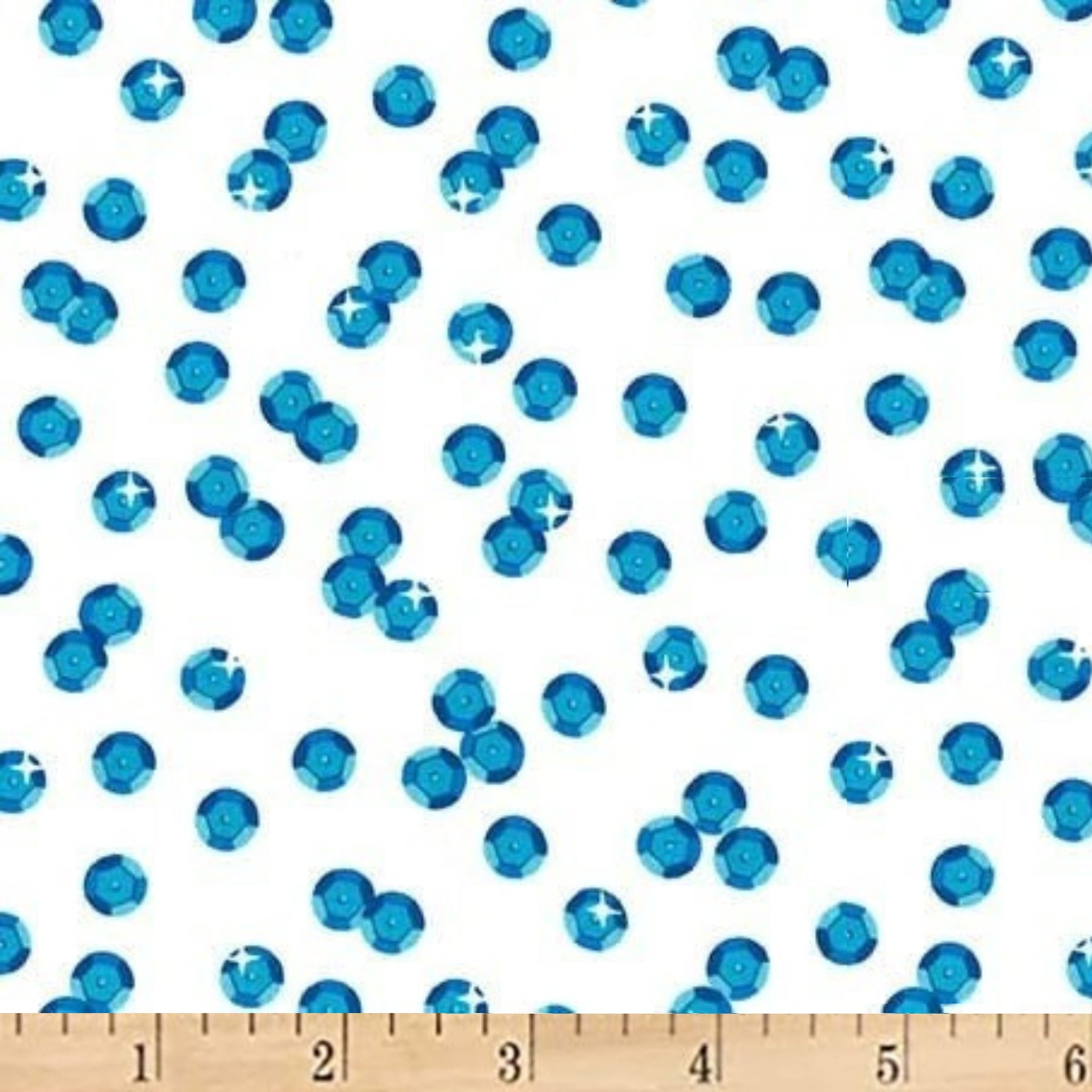 Turquoise sequin sparkle stars white Y2K fabric for girls quilts glamorous pouches novelty patchwork sewing projects