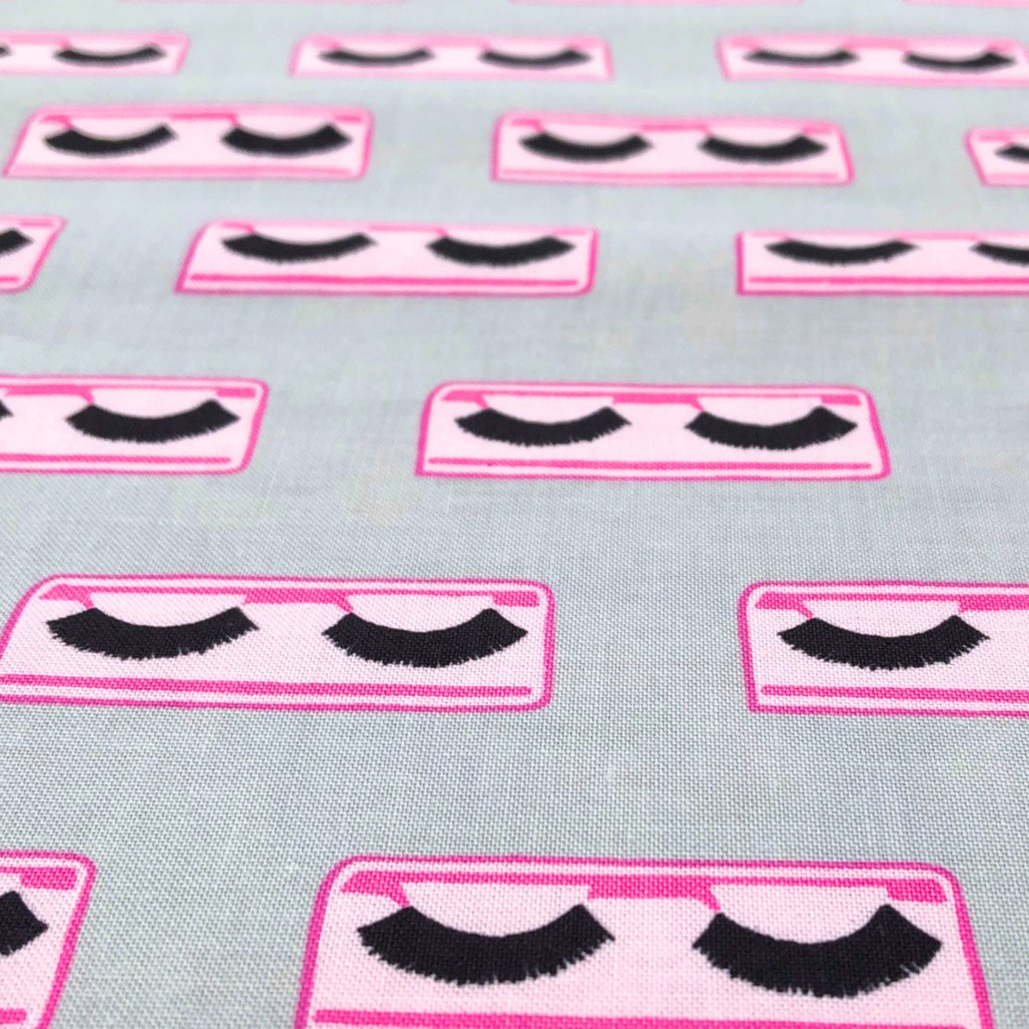 False lashes pink black gray Y2K novelty fabric for girls quilts cosmetic bags patchwork sewing projects