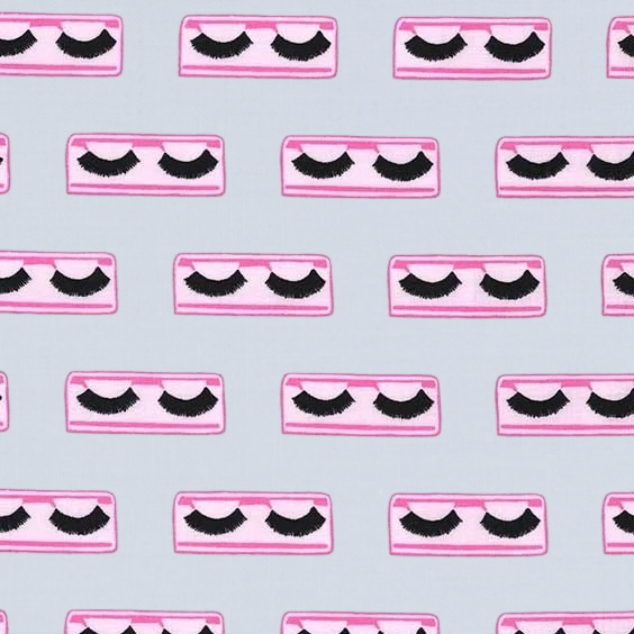 False lashes pink black grey Y2K novelty fabric for girls quilts cosmetic bags patchwork sewing projects
