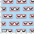 False eyelashes red white black powder blue Y2K novelty fabric for girls quilts cosmetic bags patchwork sewing projects