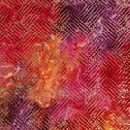 Gold metallic grid diamond pattern on pink orange purple ombré fabric for elegant quilts and patchwork sewing projects
