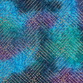 Gold metallic diagonal grid diamond pattern on purple turquoise teal ombré fabric for elegant quilts and patchwork sewing projects