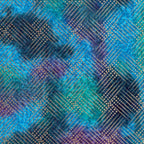 Gold metallic grid diamond pattern on purple turquoise teal ombré fabric for elegant quilts and patchwork sewing projects