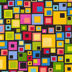 Rainbow nested squares geo multi-colour black fabric for quilts bags accessories and patchwork sewing projects Loralie Harris Designs