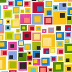 Rainbow nested squares geo multi-colour white fabric for quilts bags accessories and patchwork sewing projects Loralie Harris Designs