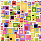 Rainbow nested squares geo multi-colour white fabric for quilts bags accessories and patchwork sewing projects Loralie Harris Designs