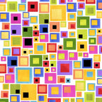 Rainbow nested squares geo multi-colour white fabric for quilts bags accessories and patchwork sewing projects Loralie Harris Designs