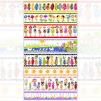 Novelty golf border stripe white with golf ladies bags course scenes and golf clubs fabric for golf quilts bags and golfer gifts Loralie Harris Design
