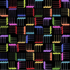 Novelty golf clubs woven geometric multi-colour black fabric for golf quilts bags accessories and golfer gifts Loralie Harris Designs