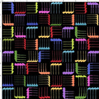 Novelty golf clubs woven geometric multi-colour black fabric for golf quilts bags accessories and golfer gifts Loralie Harris Designs
