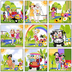 Novelty golf ladies panel multi-colour with golf carts rainbows sunshine and course scenes fabric for golf quilts cushions and golfer gifts Loralie Harris Designs