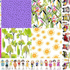 Novelty golf patch panel multi-colour with golf ladies border and coordinate prints fabric for golf quilts bags and golfer gifts Loralie Harris Designs