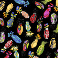 Novelty tossed golf bags multi-colour black fabric for golf quilts tote bags cushions and golfer gifts Loralie Harris Designs