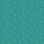 Crescent moons shooting stars teal fabric celestial night sky novelty quilting fabric for camping quilts children's quilts and nursery décor