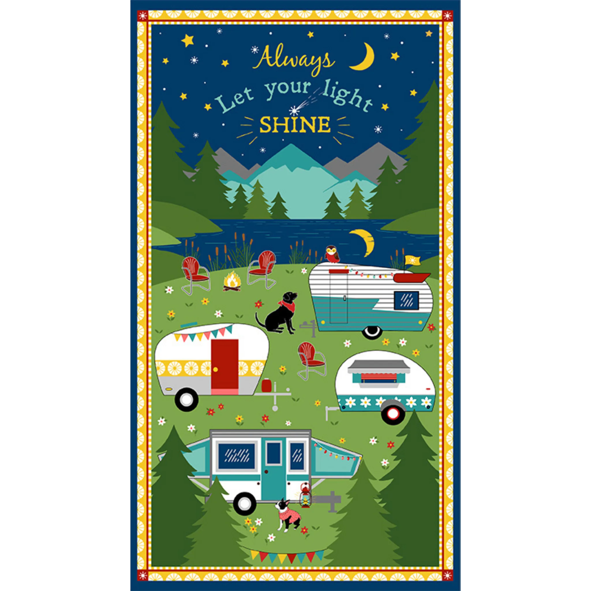 Gone Glamping Panel - Wilmington - Three Wishes Patchwork Fabric