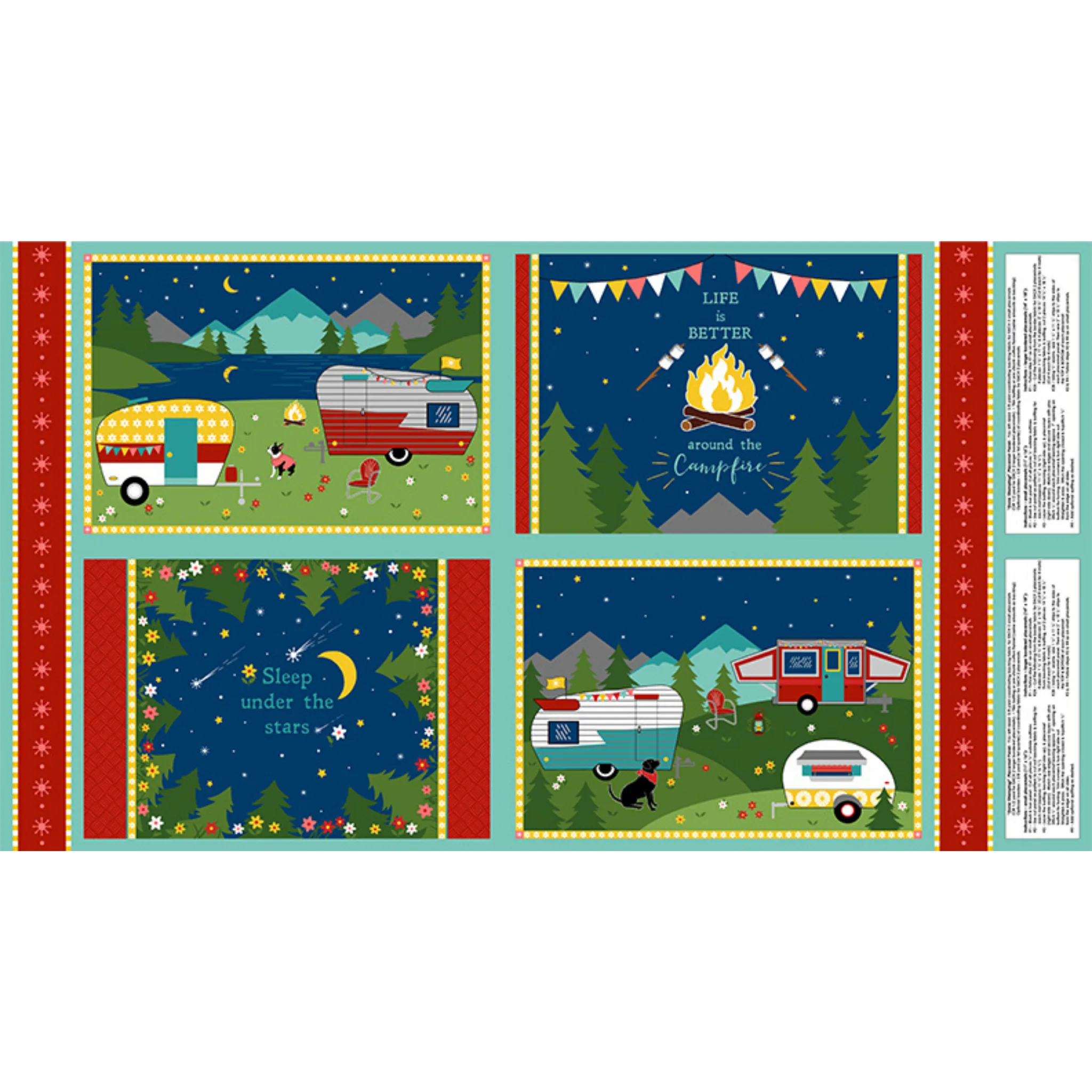 Gone Glamping Placemats Panel - Wilmington - Three Wishes Patchwork Fabric