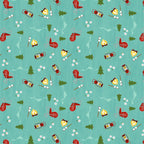 Gone Glamping Tossed Camping Teal - Wilmington - Three Wishes Patchwork Fabric