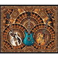 Good Vibrations: Guitar Panel (Rust) - Dan Morris for QT Fabrics - Three Wishes Patchwork Fabric