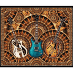 Good Vibrations: Guitar Panel (Rust) - Dan Morris for QT Fabrics - Three Wishes Patchwork Fabric