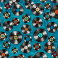 Good Vibrations: Vinyl Records (Teal) - Dan Morris for QT Fabrics - Three Wishes Patchwork Fabric
