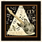 Play Your Song electric guitar Harmony Melody Sing Play Improvise music notes black cream novelty music panel block