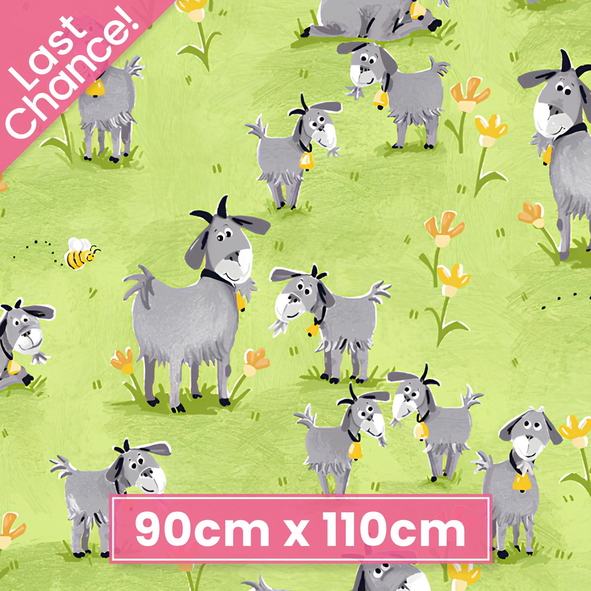 Hildy goat tossed goats green novelty kids quilting fabric children's quilts baby nursery farm themed projects