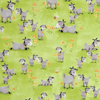 Hildy goat tossed goats green novelty kids quilting fabric children's quilts baby nursery farm themed projects