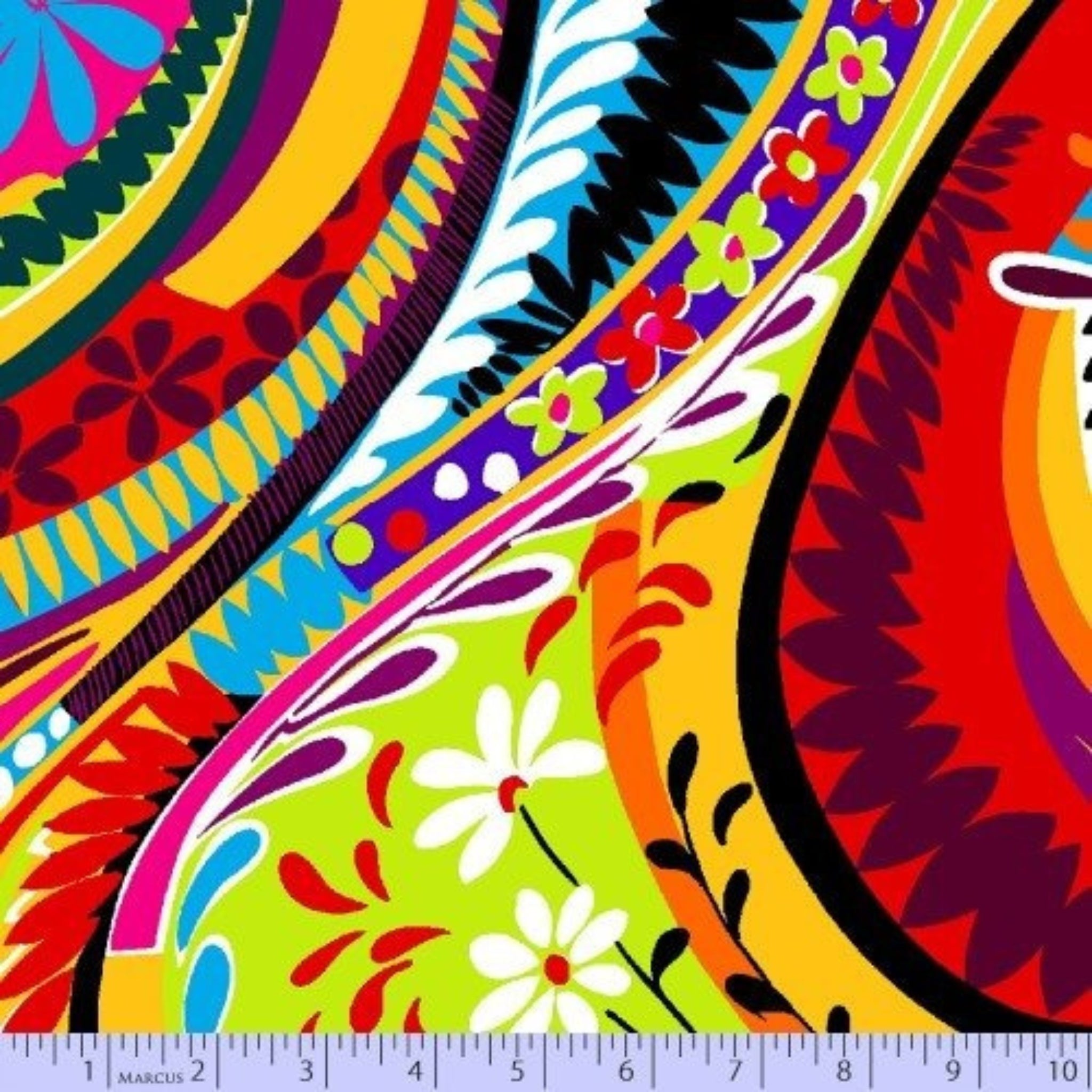 Retro hippie paisley groovy floral fabric for bohemian quilts tote bags patchwork sewing projects