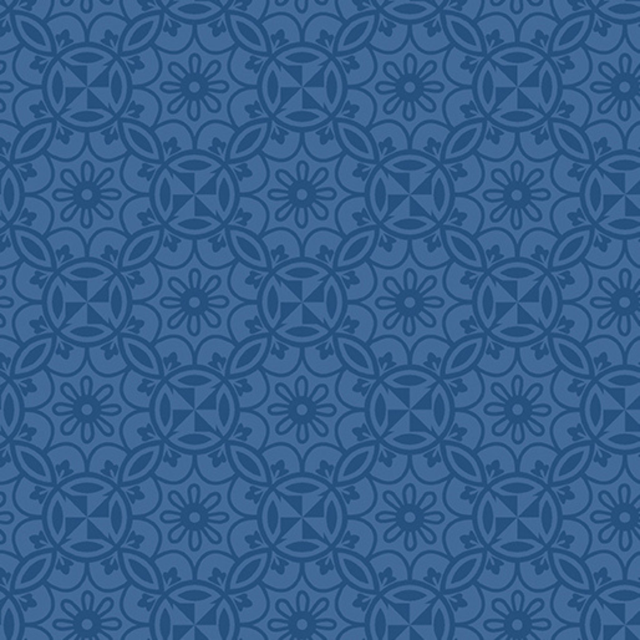 Tonal medallion floral geometric navy blue fabric for quilts backgrounds and garden-themed patchwork projects