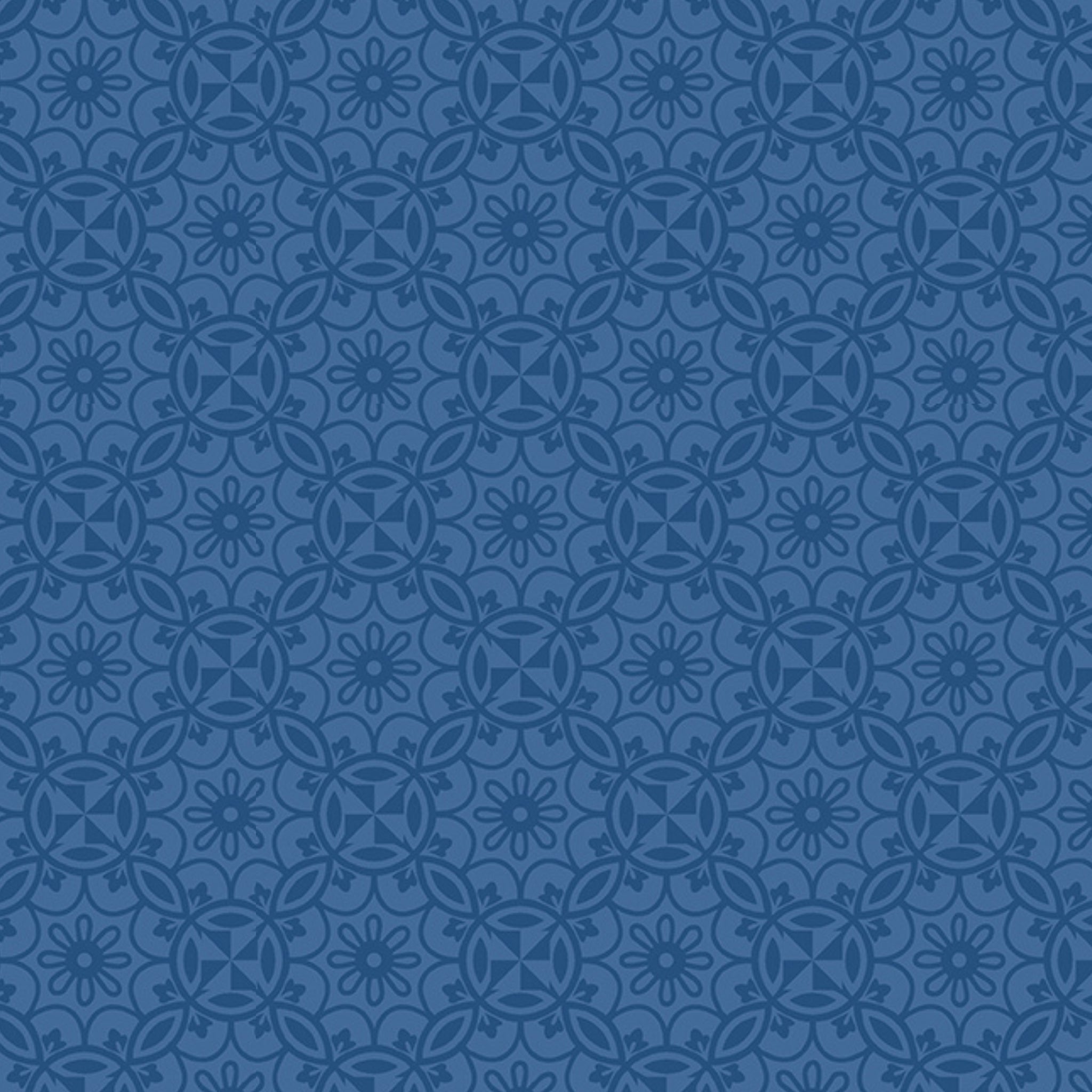 Tonal medallion floral geometric navy blue fabric for quilts backgrounds and garden-themed patchwork projects