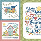 Panel garden blocks inspirational messages flowers birds house beehive heart fabric for wall hangings cushions and home-themed quilts
