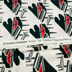Illustrated grand pianos red interiors piano stools black cream fabric for music-themed quilts novelty projects and musician gifts