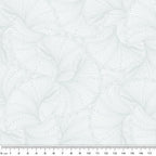 Tonal light gray fabric with an all-over patterned wave or fan-shaped texture