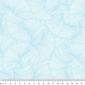 Tonal light blue fabric with an all-over patterned wave or fan-shaped texture