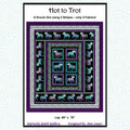 Hot to Trot quilt pattern 66" x78" showing a horse panel framed by purple and black stripe fabrics