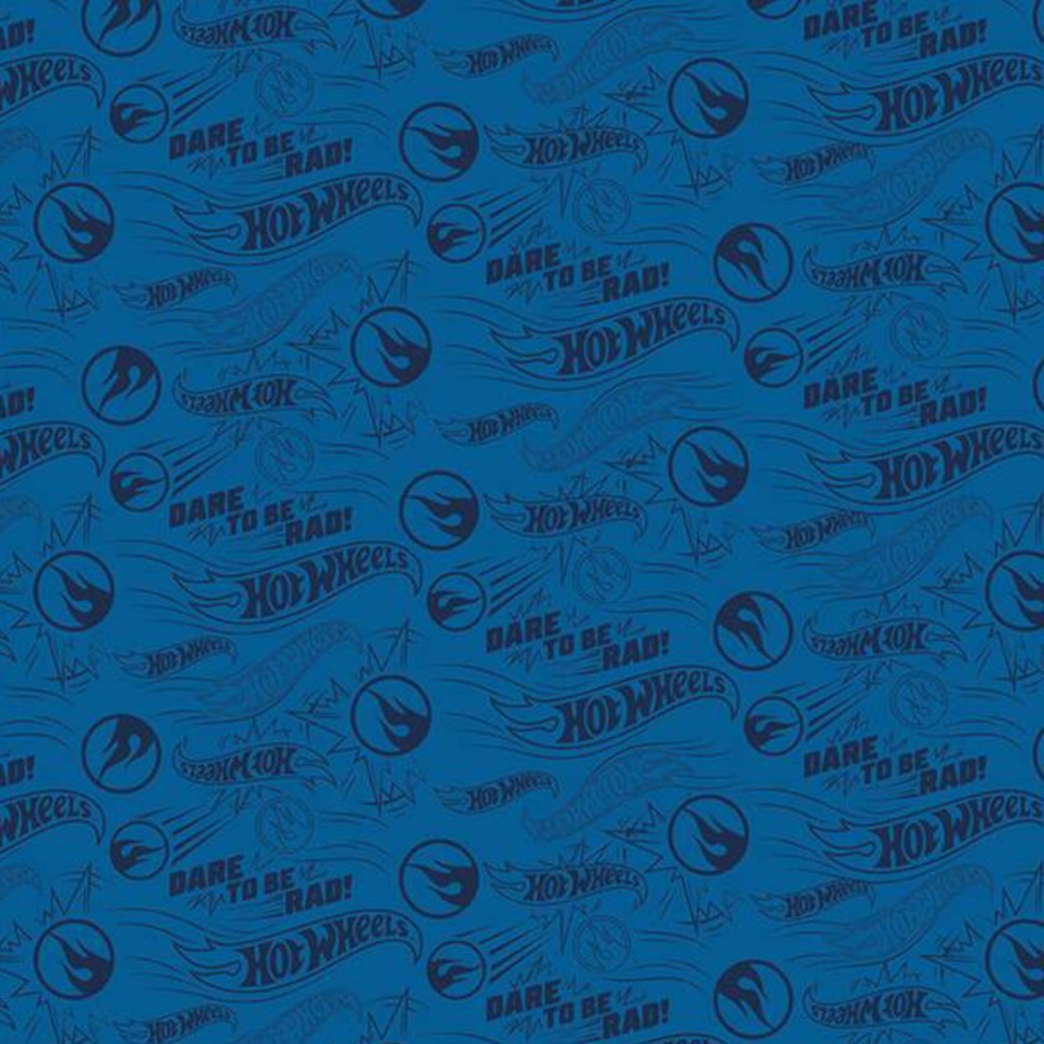 Hot Wheels Dare To Be Rad logo pattern on navy quilting cotton for boys quilts
