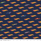 Hot Wheels pattern on a navy quilting cotton for boys quilts