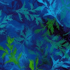 Poppy foliage blender cobalt blue turquoise lime green digital print fabric for quilts sashing backgrounds cushions and botanical patchwork sewing projects