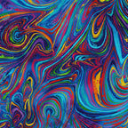 Rainbow swirls marbled digital print in vibrant multi colours for modern quilts and patchwork sewing projects